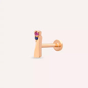 Vina Multicolor Safir Taşlı Rose Altın Piercing