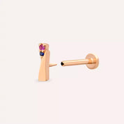 Vina Multicolor Safir Taşlı Rose Altın Piercing