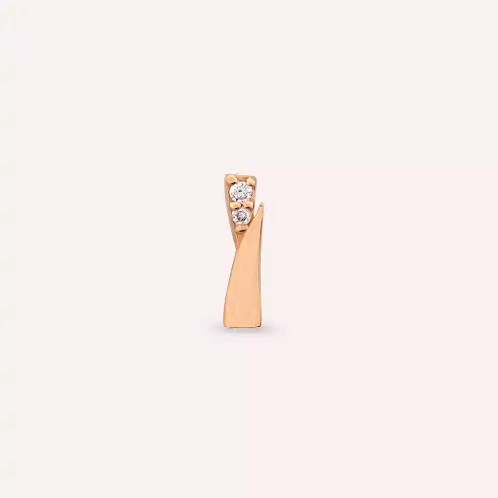 Vina Pırlanta Taşlı Rose Altın Piercing