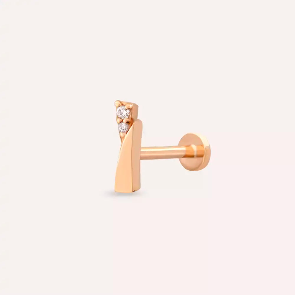 Vina Pırlanta Taşlı Rose Altın Piercing