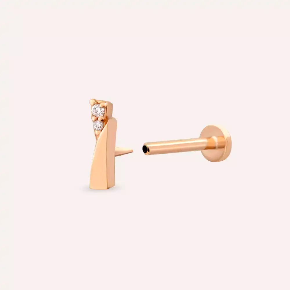 Vina Pırlanta Taşlı Rose Altın Piercing