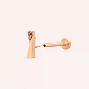 Vina Red Safir ve Siyah Pırlanta Taşlı Rose Altın Piercing