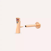 Vina Red Safir ve Siyah Pırlanta Taşlı Rose Altın Piercing