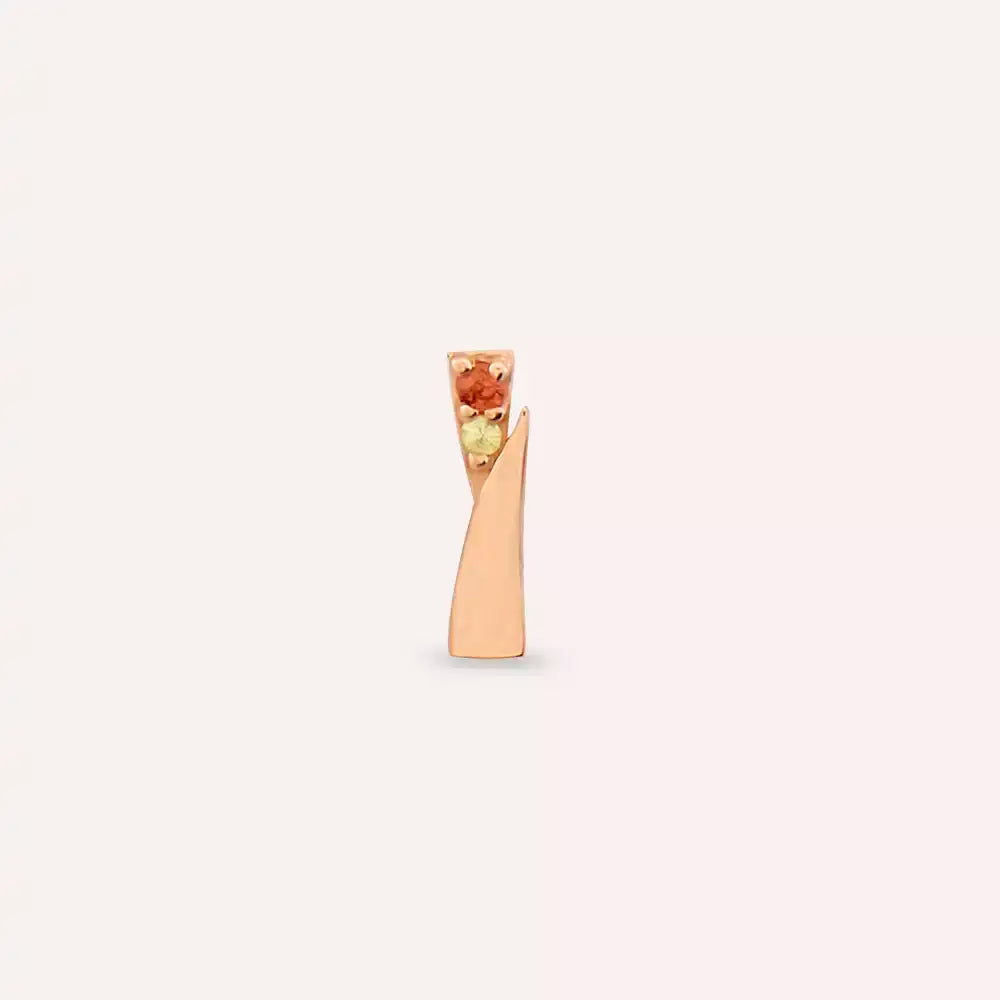 Vina Yellow ve Orange Safir Taşlı Rose Altın Piercing