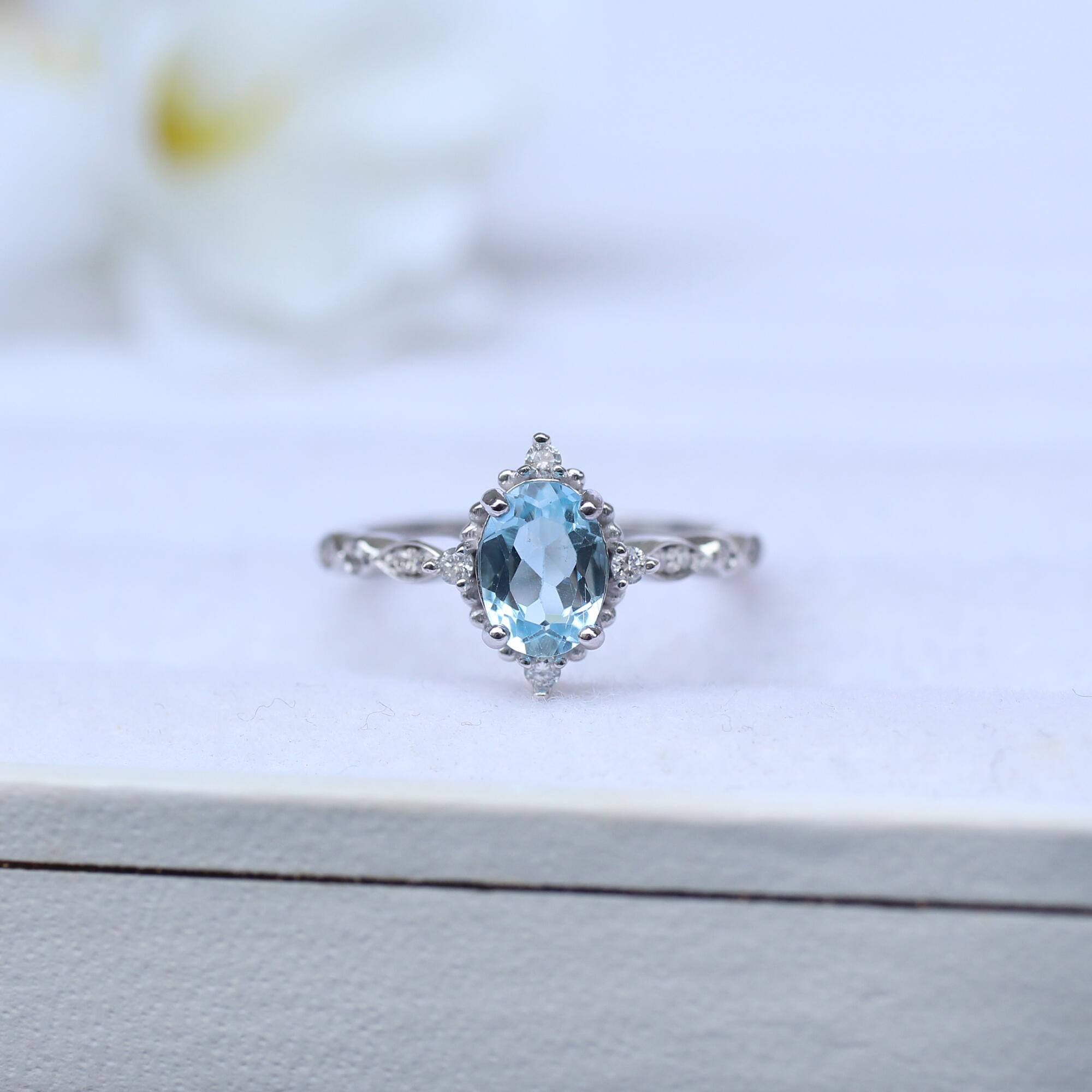 Vintage Aquamarine & Pırlanta Yüzük