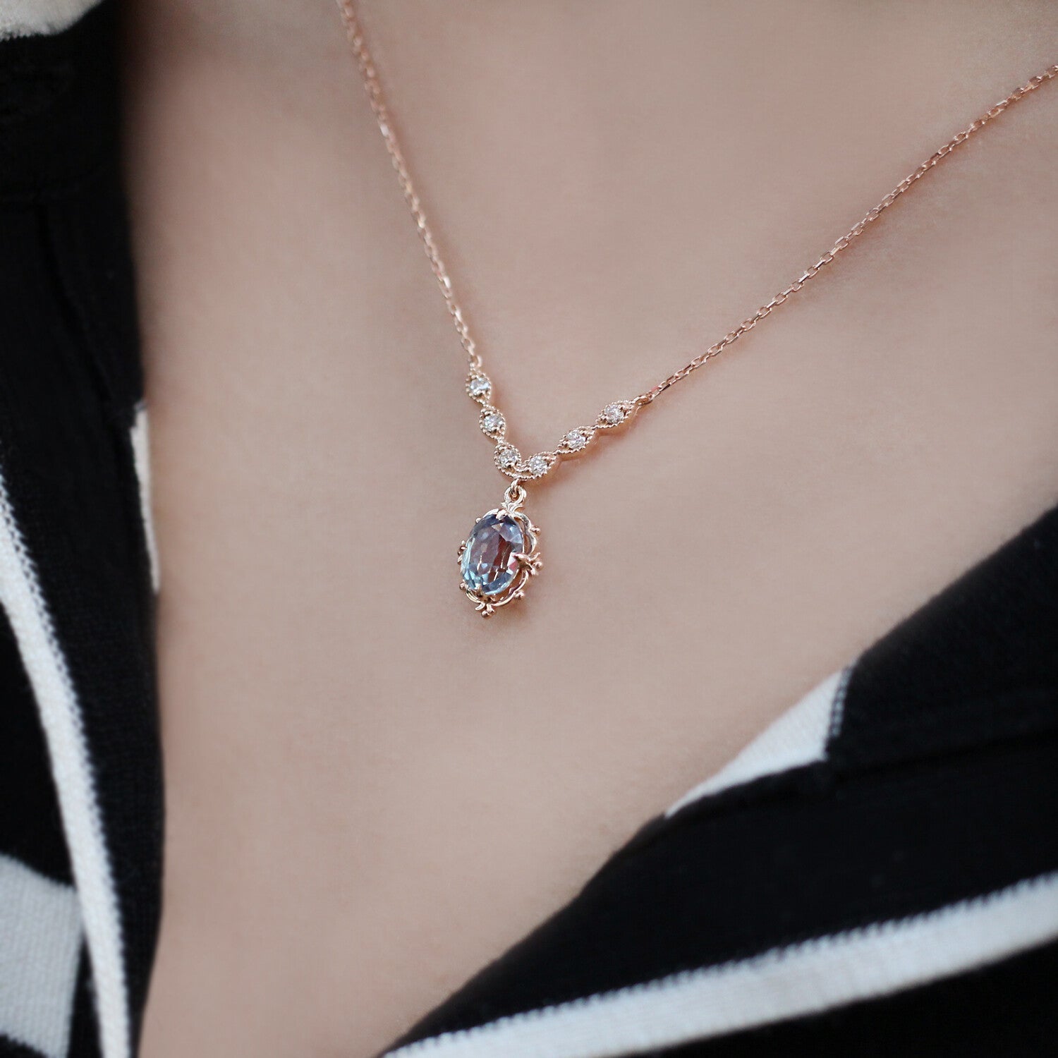 Vintage Aria Alexandrite & Pırlanta Kolye