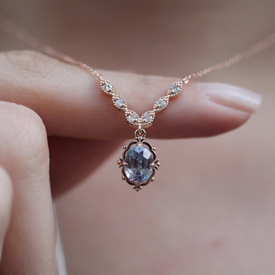 Vintage Aria Alexandrite & Pırlanta Kolye