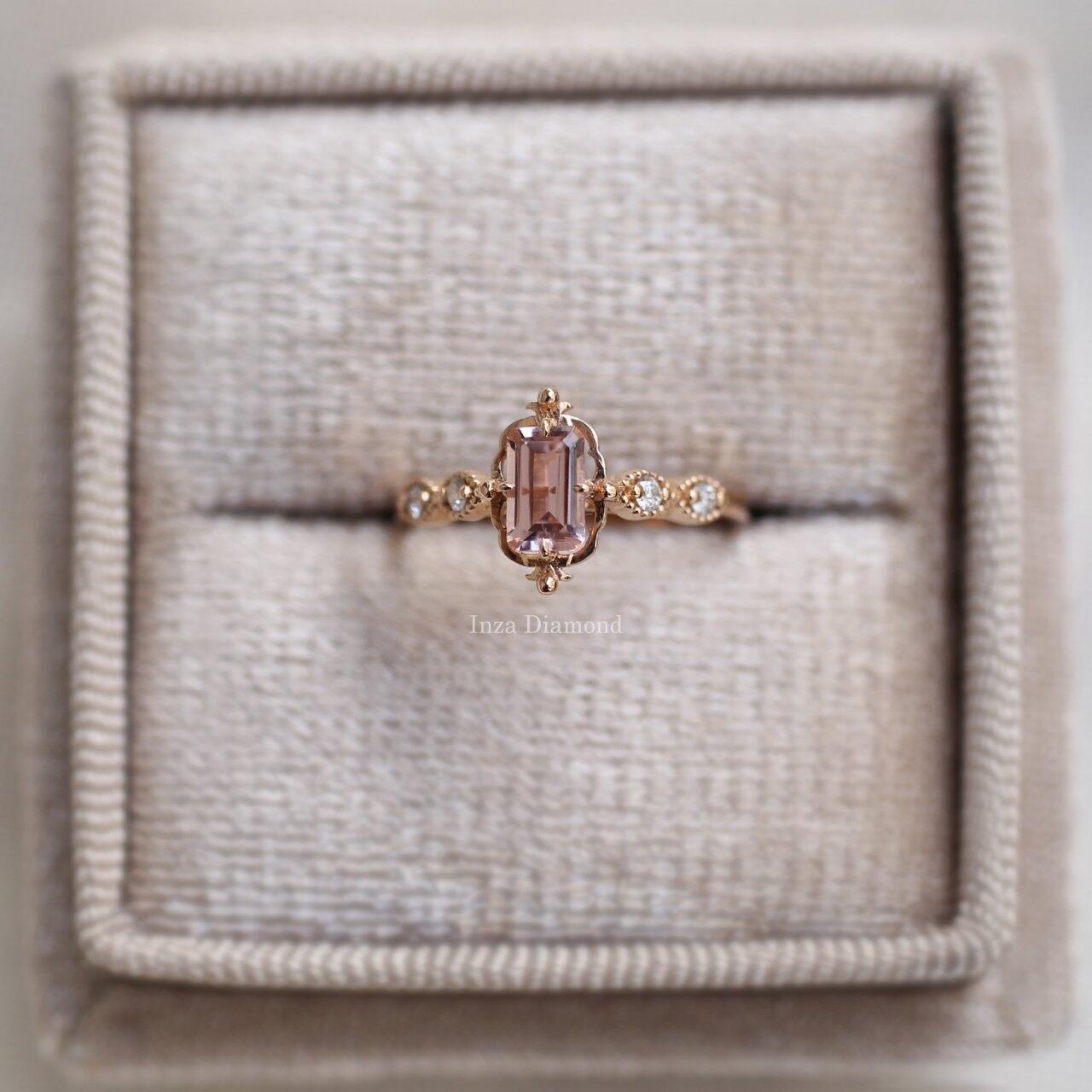 Vintage Aria Emerald Morganite & Pırlanta Yüzük