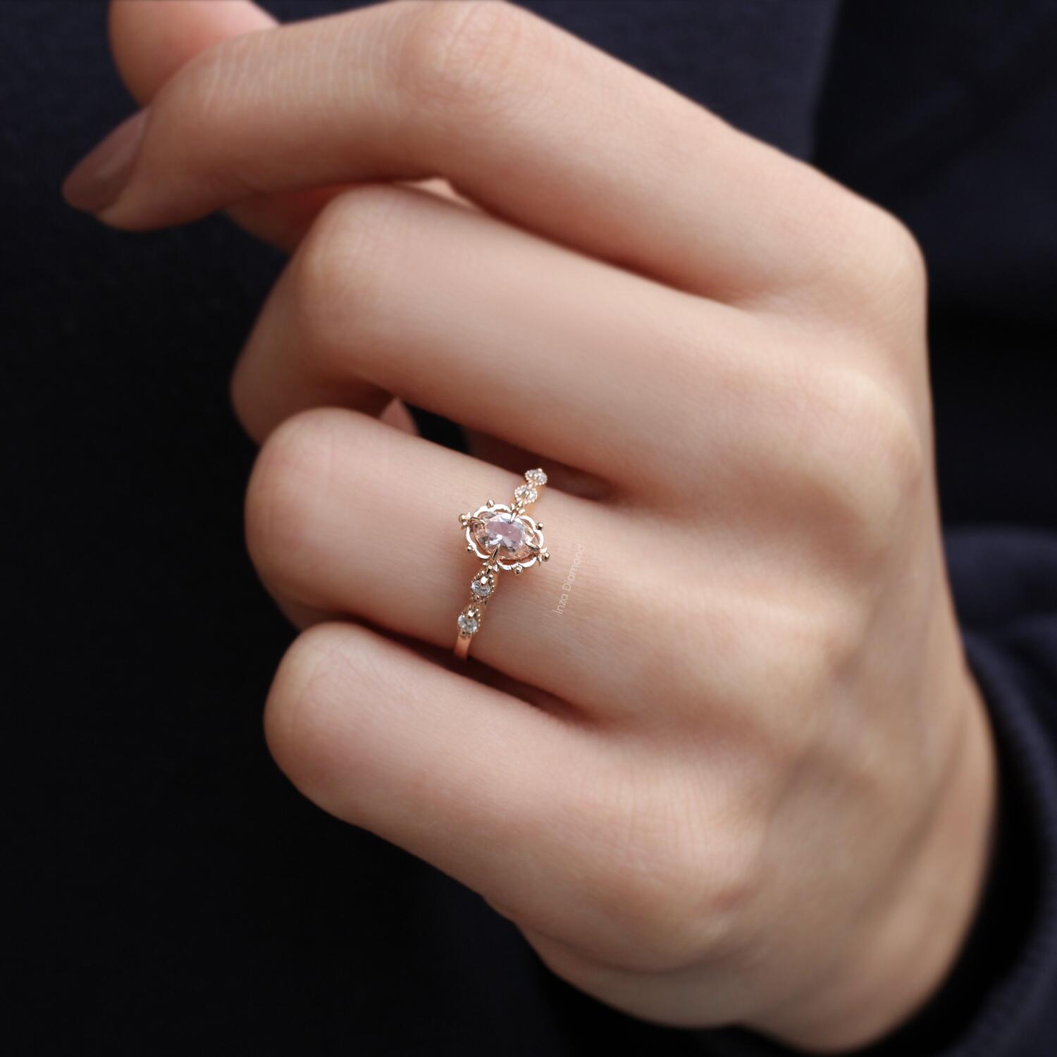 Vintage Aria Morganite & Pırlanta Yüzük