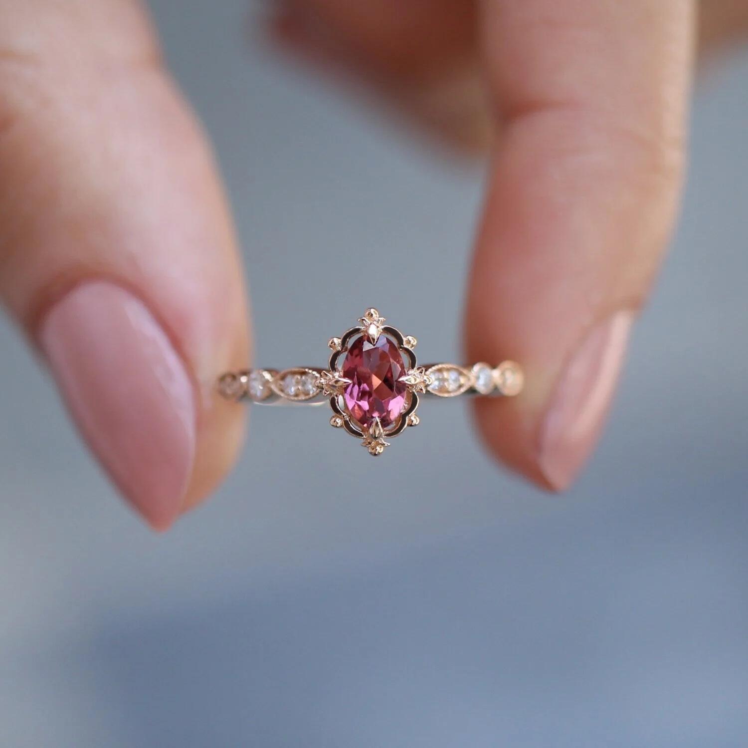 Vintage Aria Turmalin & Pırlanta Yüzük