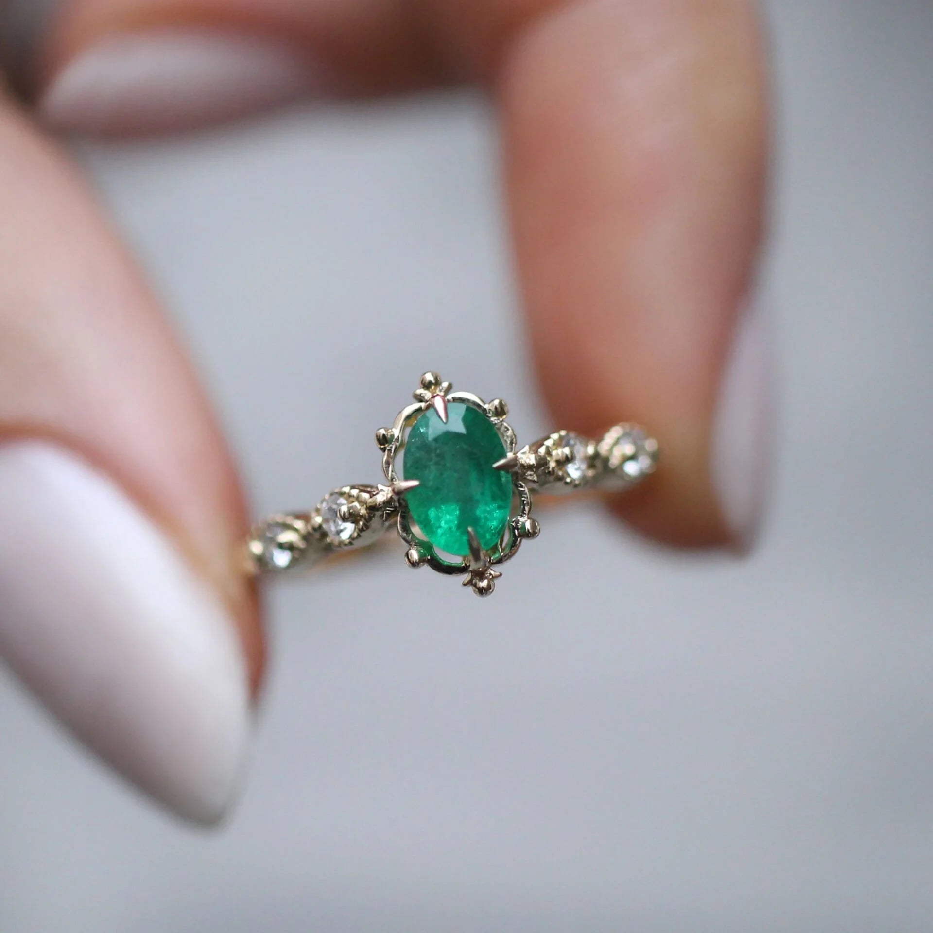 Vintage Aria Zümrüt & Pırlanta Yüzük