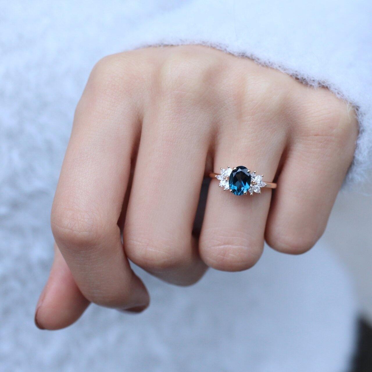 Vintage Arte London Blue & Pırlanta Yüzük