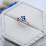 Vintage Asimetri Pırlanta & Blue Topaz Yüzük