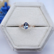 Vintage Asimetri Pırlanta & Blue Topaz Yüzük