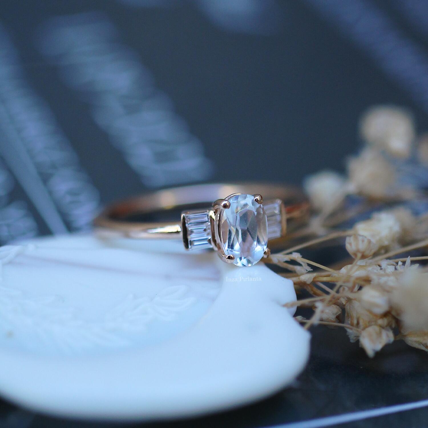 Vintage Beyaz Safir & Pırlanta  Yüzük