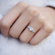 Vintage Beyaz Topaz Prenses & Pırlanta Yüzük