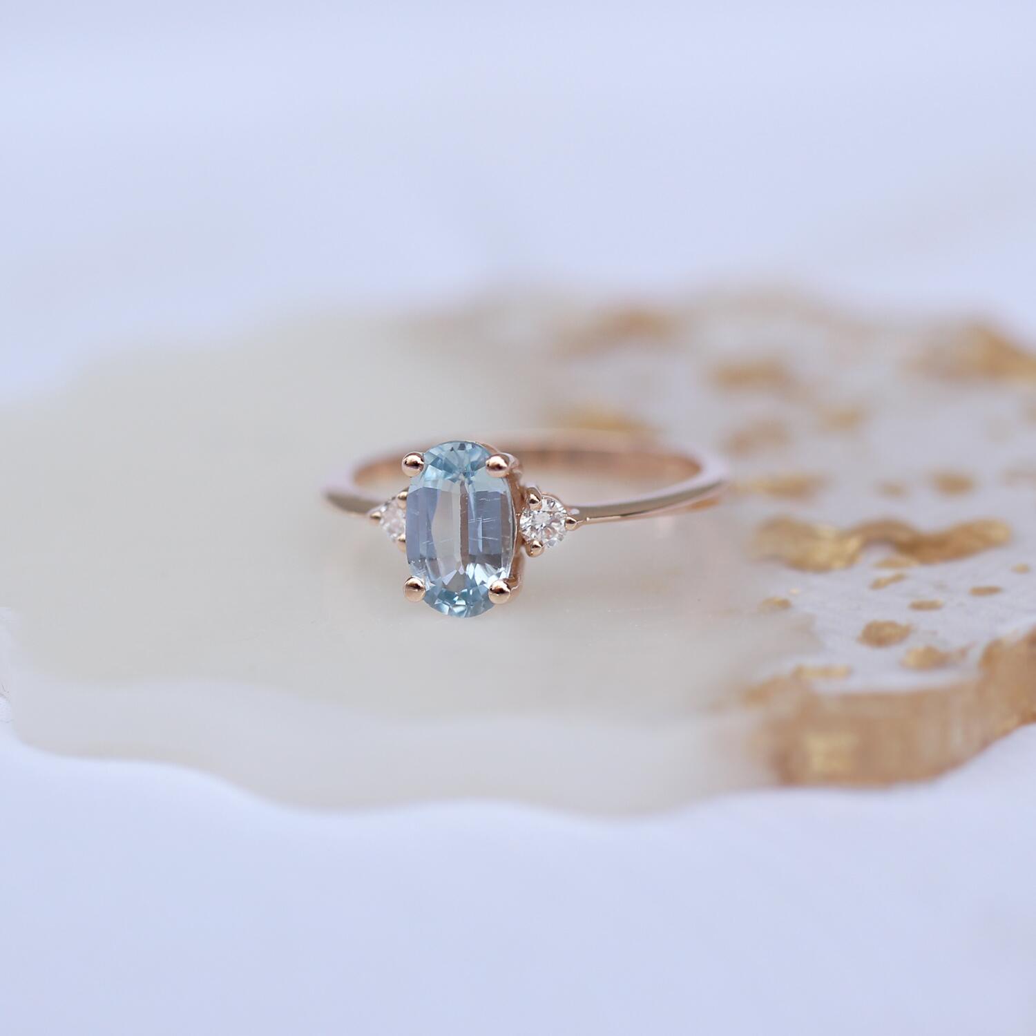 Vintage Blue Topaz & Pırlanta Yüzük