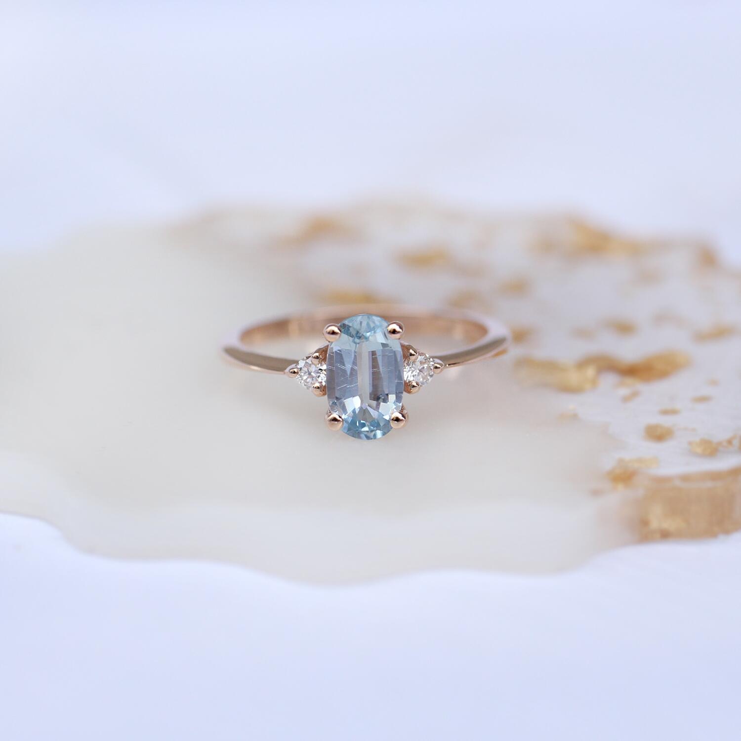 Vintage Blue Topaz & Pırlanta Yüzük