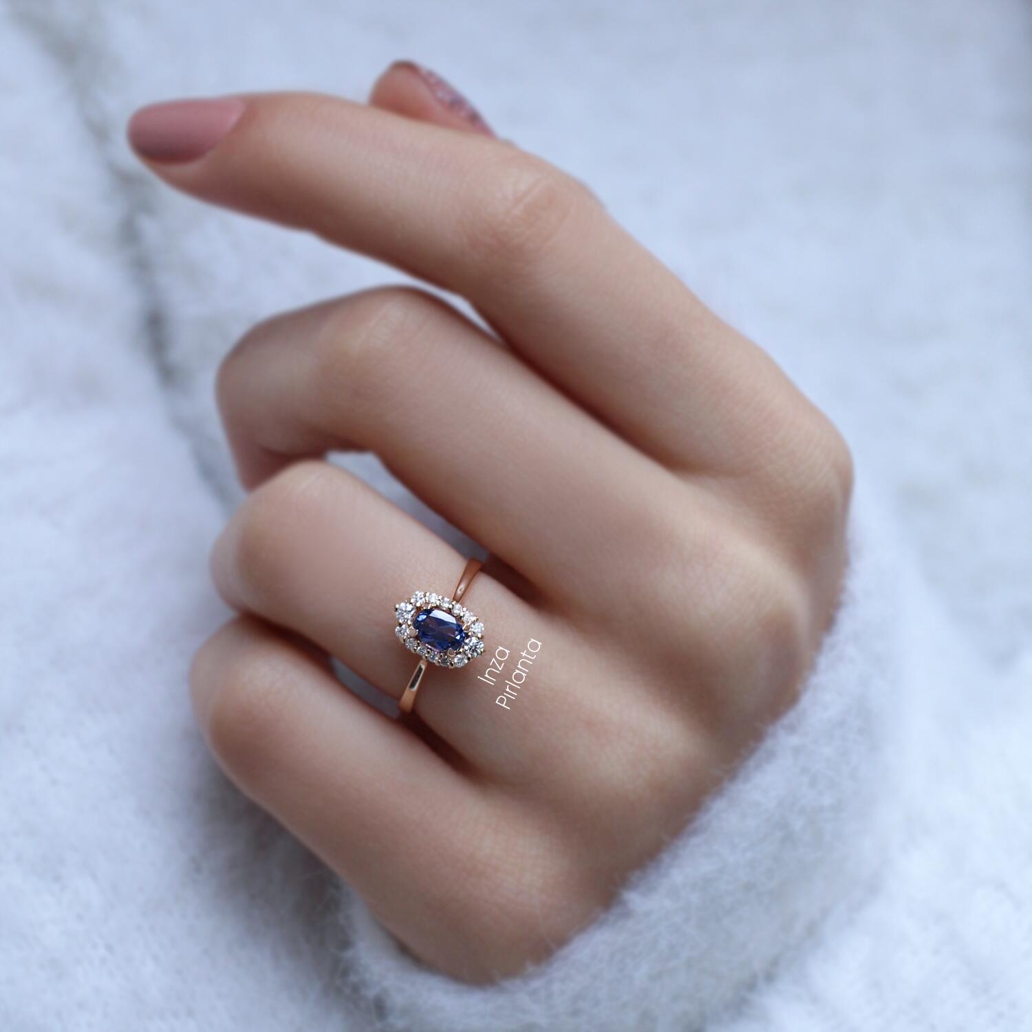 Vintage Blue Topaz & Pırlanta Yüzük