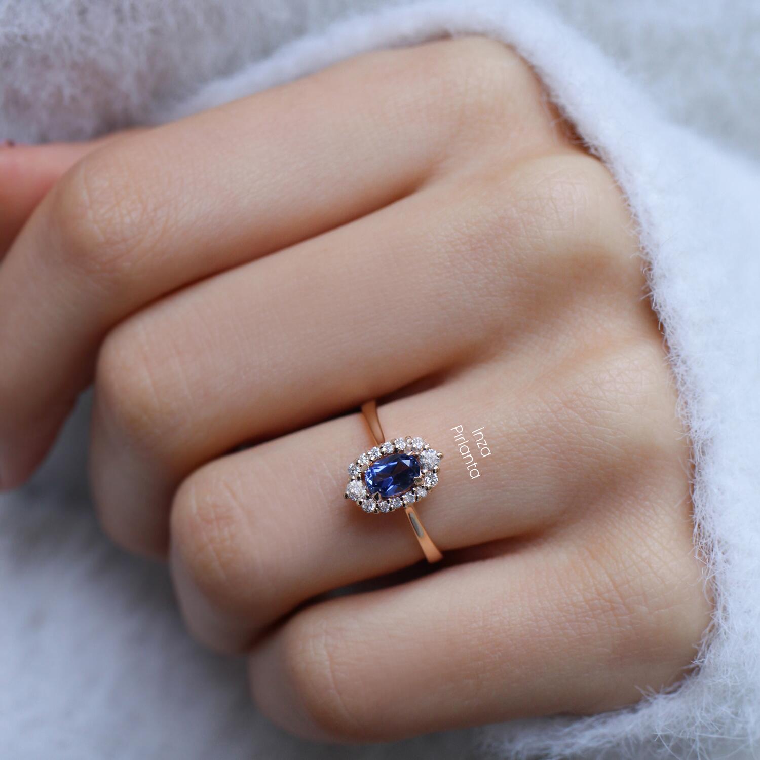 Vintage Blue Topaz & Pırlanta Yüzük