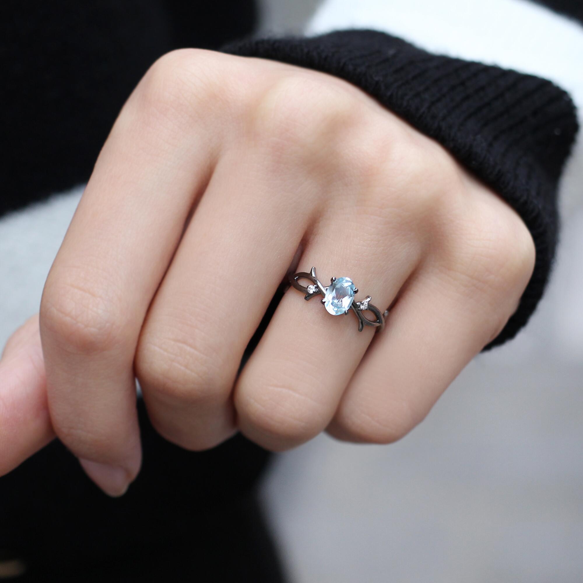 Vintage Dal Aquamarine & Pırlanta Yüzük