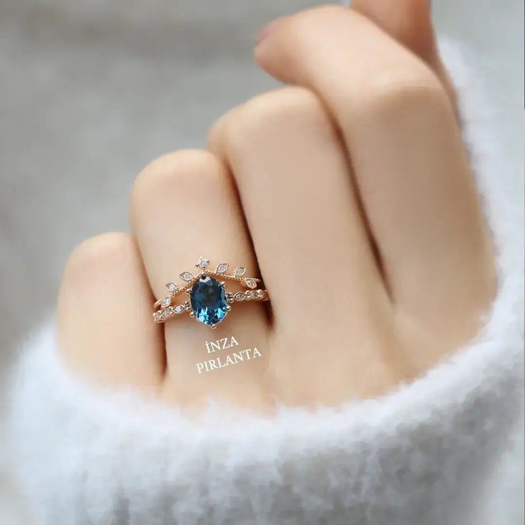 Vintage Dal & London Blue Pırlanta Yüzük