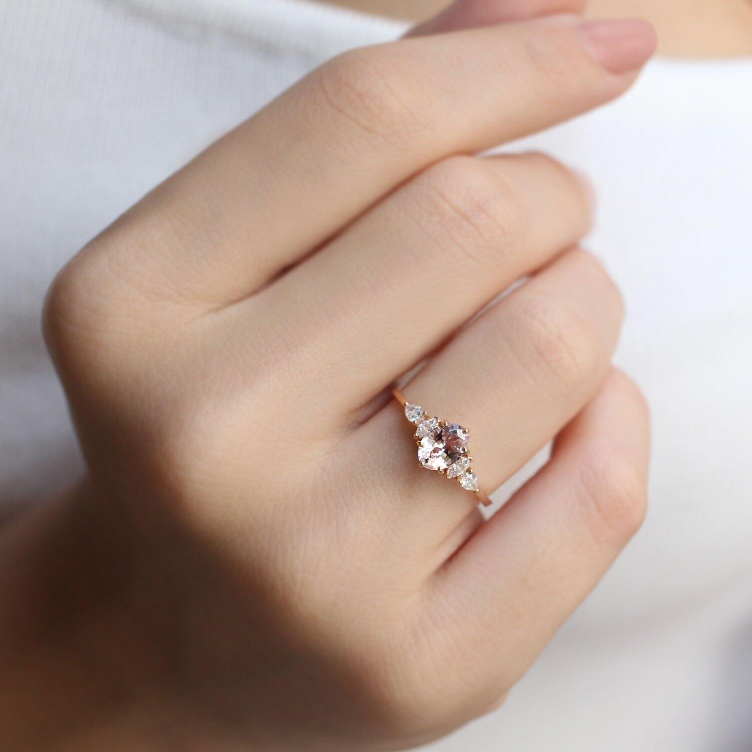 Vintage Diana Morganite & Pırlanta Yüzük