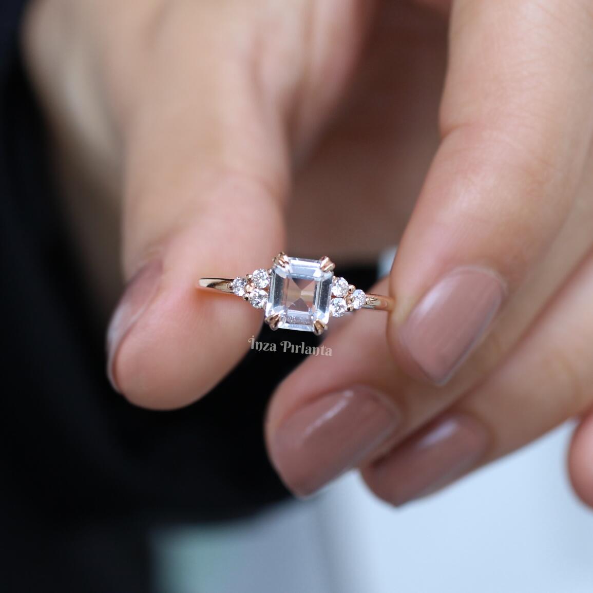 Vintage Lily Beyaz Safir & Pırlanta Yüzük