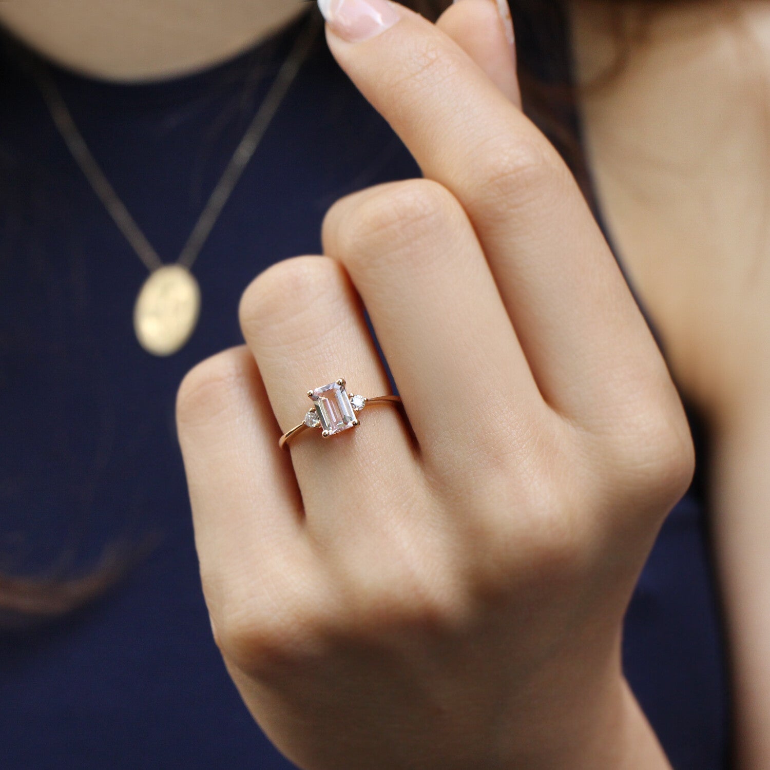 Vintage Lily Morganite & Pırlanta Yüzük