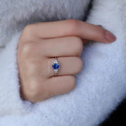 Vintage Lily Safir & Pırlanta Yüzük