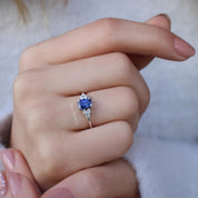 Vintage Lily Safir & Pırlanta Yüzük