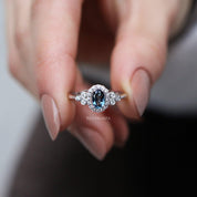 Vintage London Blue & Pırlanta Yüzük