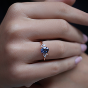 Vintage Lotus Blue Topaz & Pırlanta Yüzük