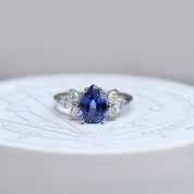Vintage Lotus Damla Blue Topaz & Pırlanta Yüzük