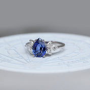 Vintage Lotus Damla Blue Topaz & Pırlanta Yüzük