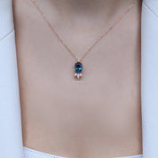 Vintage Lotus London Blue & Pırlanta Kolye