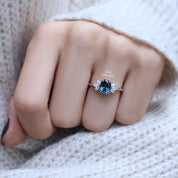 Vintage Lotus London Blue & Pırlanta Yüzük