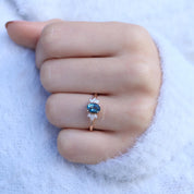 Vintage Mini Lotus London Blue & Pırlanta Yüzük