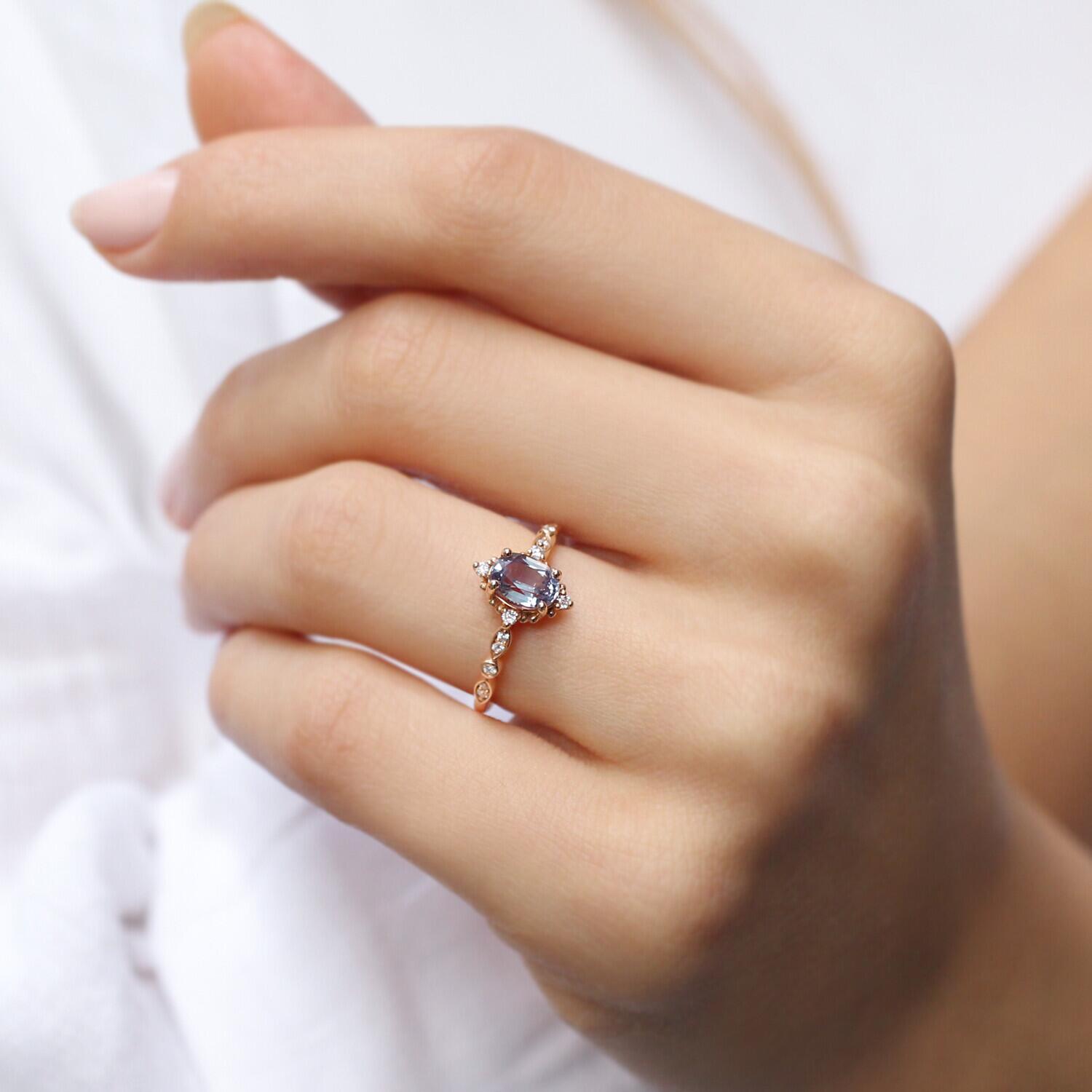 Vintage Mini Selius Alexandrite & Pırlanta Tasarım Yüzük