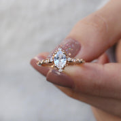 Vintage Mini Selius Beyaz Topaz & Pırlanta Yüzük