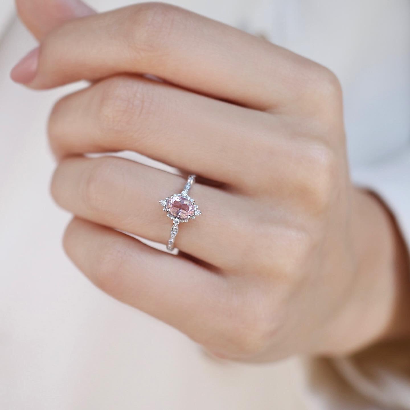 Vintage Mini Selius Morganite & Pırlanta Yüzük