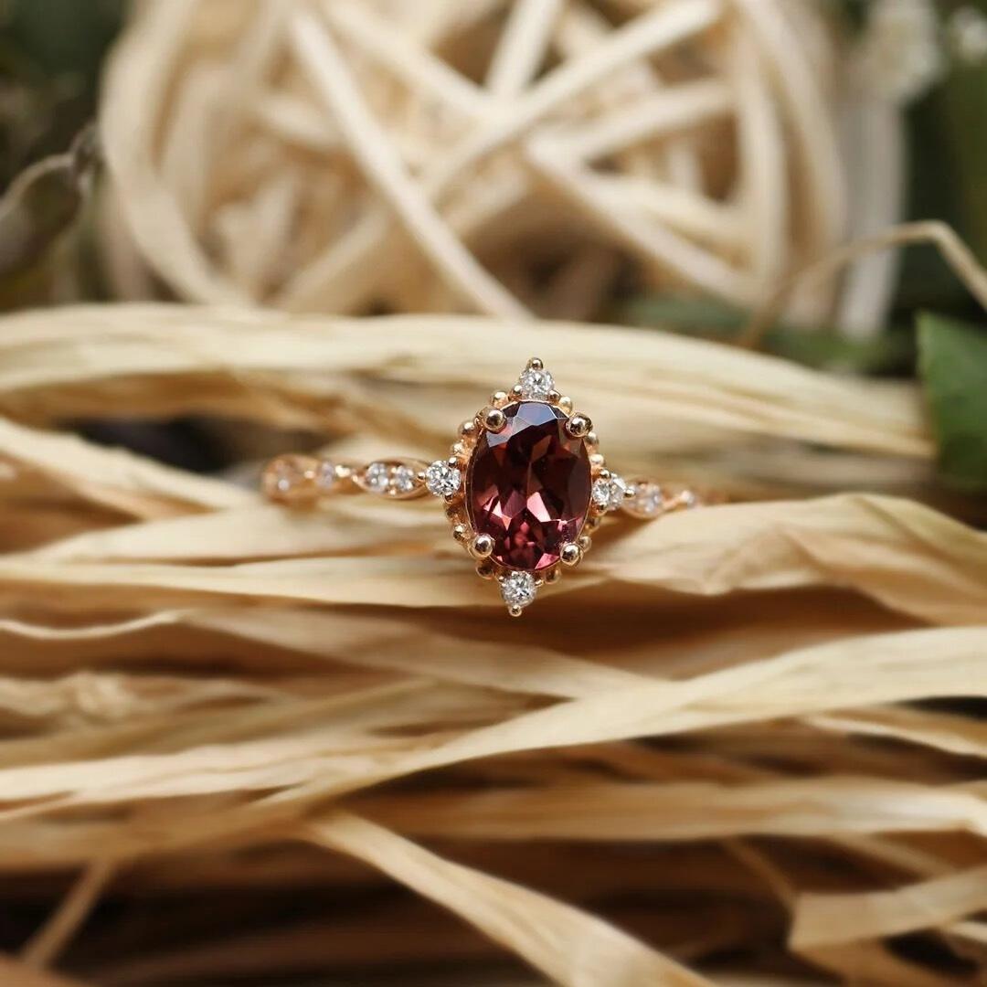 Vintage Mini Selius Turmalin & Pırlanta Yüzük