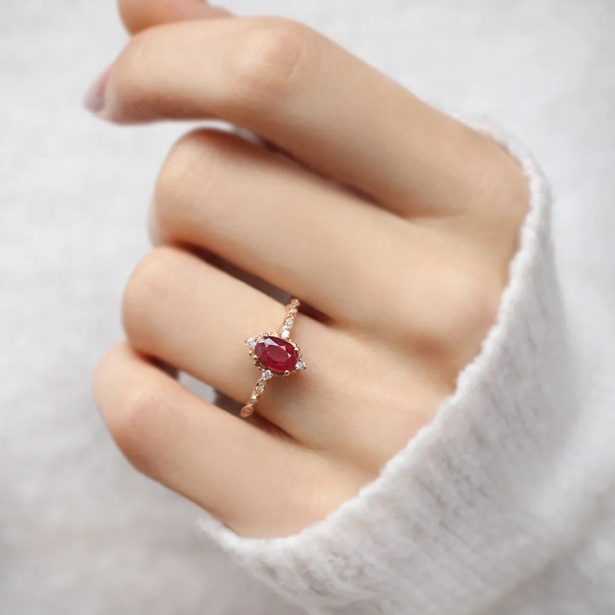 Vintage Mini Selius Yakut & Pırlanta Yüzük