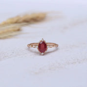 Vintage Mini Selius Yakut & Pırlanta Yüzük