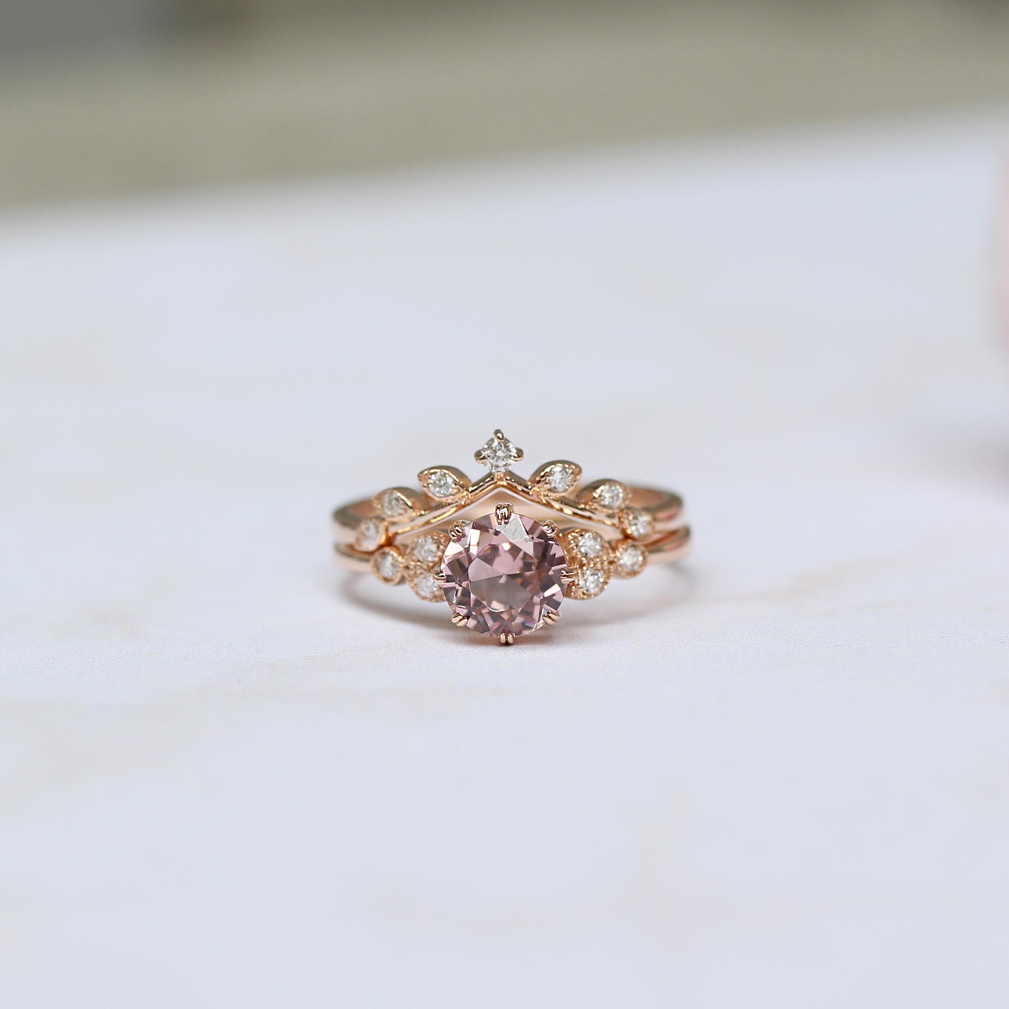 Vintage Morganite & Dal Pırlanta Yüzük