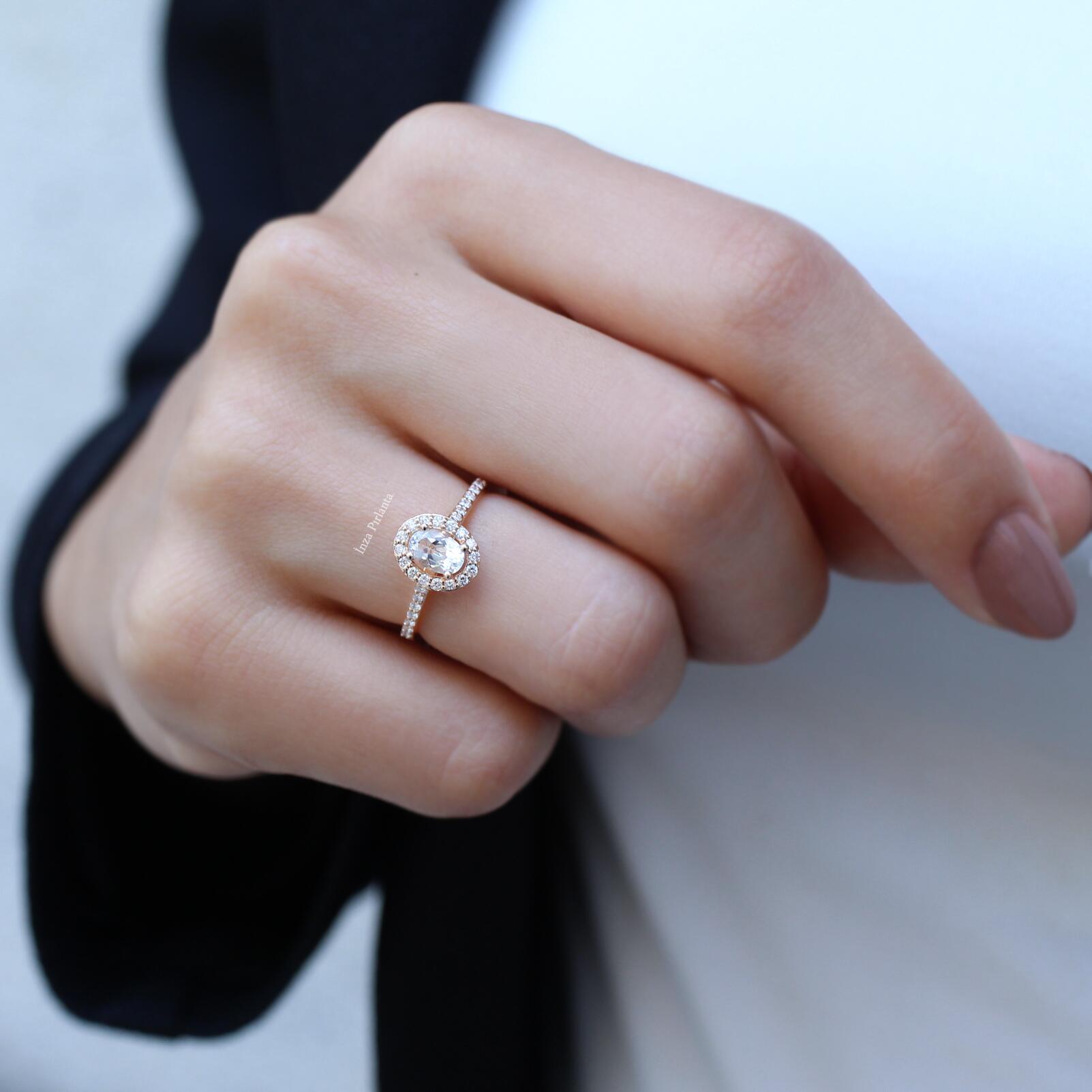 Vintage Beyaz Topaz & Pırlanta Yüzük