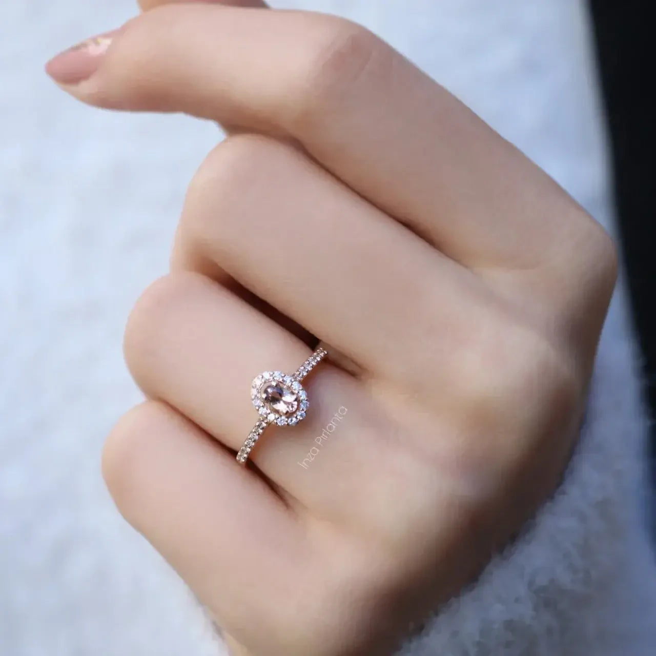 Vintage Oval Morganite & Pırlanta Yüzük