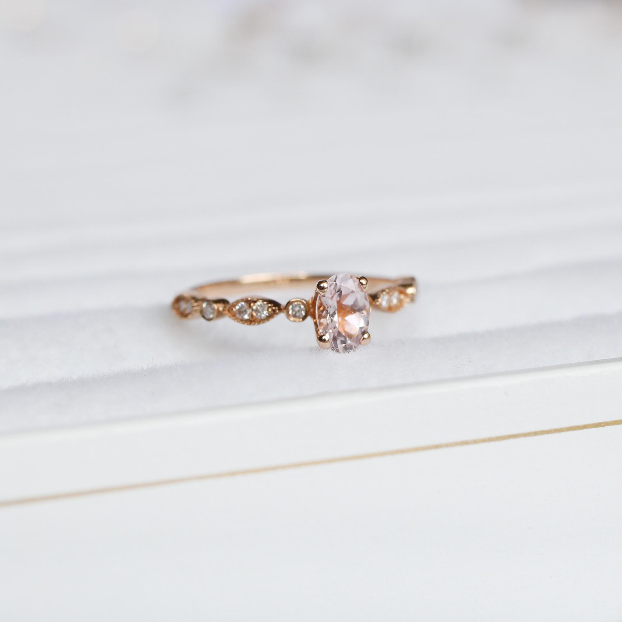 Vintage Özel Tasarım Morganite & Pırlanta Yüzük