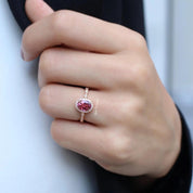 Vintage Özel Tasarım Pembe Turmalin Pırlanta Tektaş Yüzük