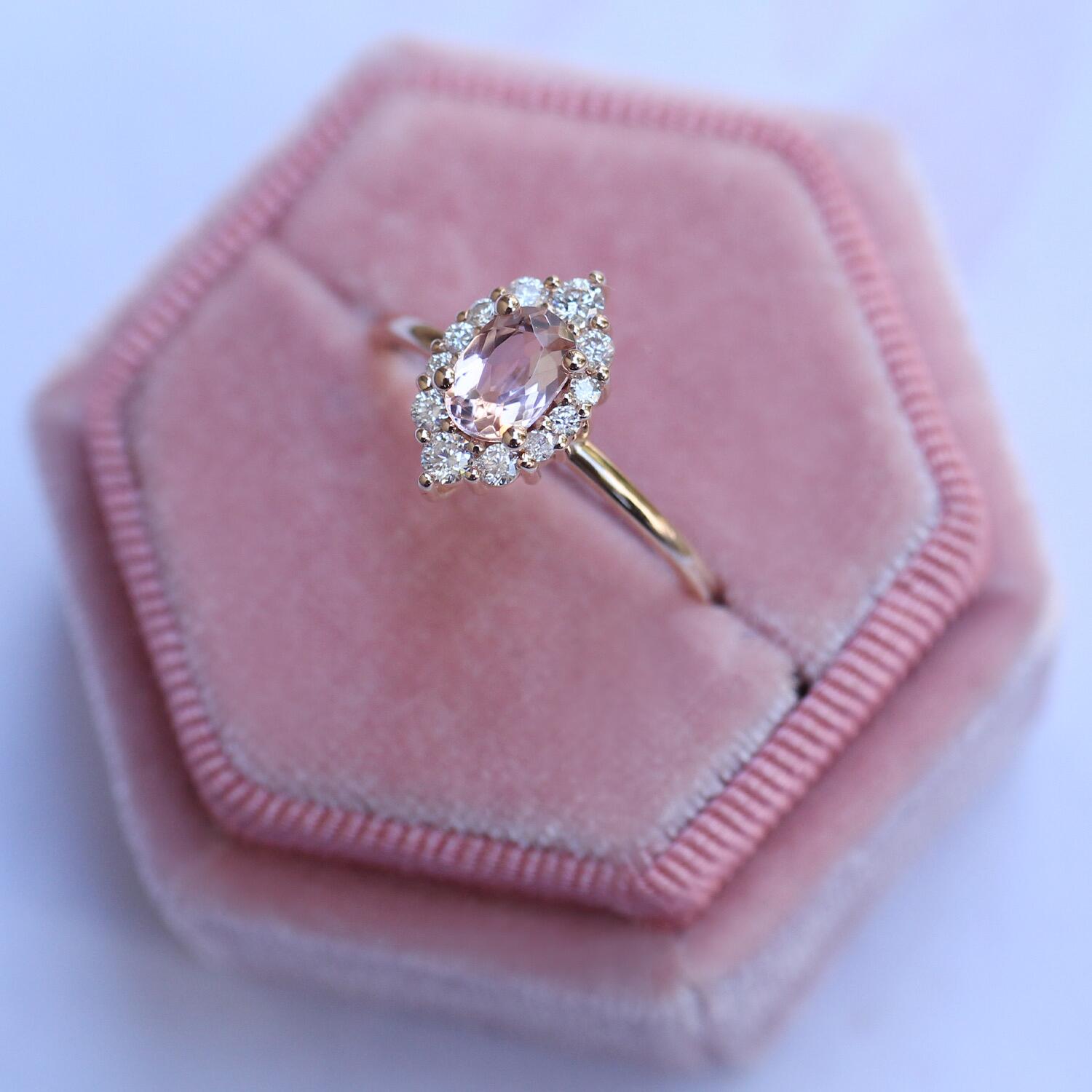 Vintage Özel Tasarm Lina Morganite & Pırlanta Yüzük